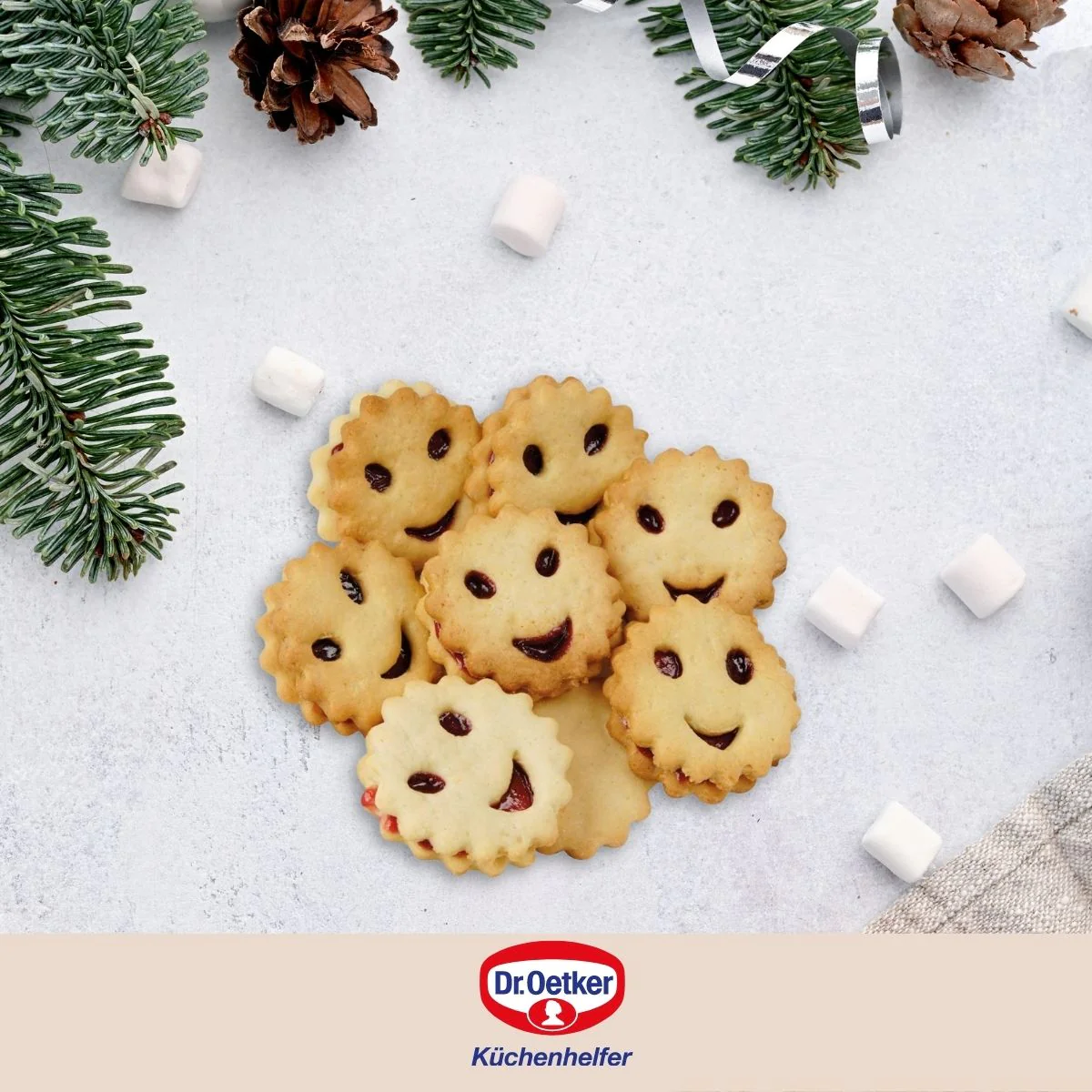 Emporte-pièce biscuit linzer motif smiley Noël Dr. Oetker