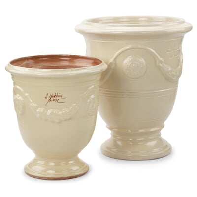 Pflanzkübel Vase d’Anduze, Cremeweiß, Groß