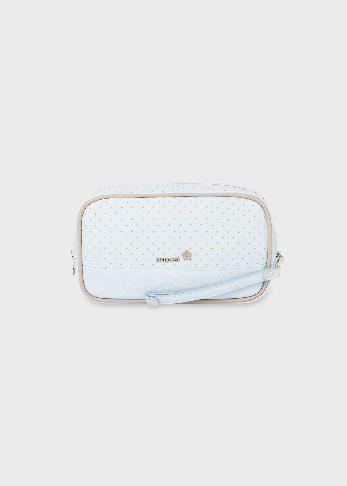 necessaire de bebê com estampa de bolinhas
