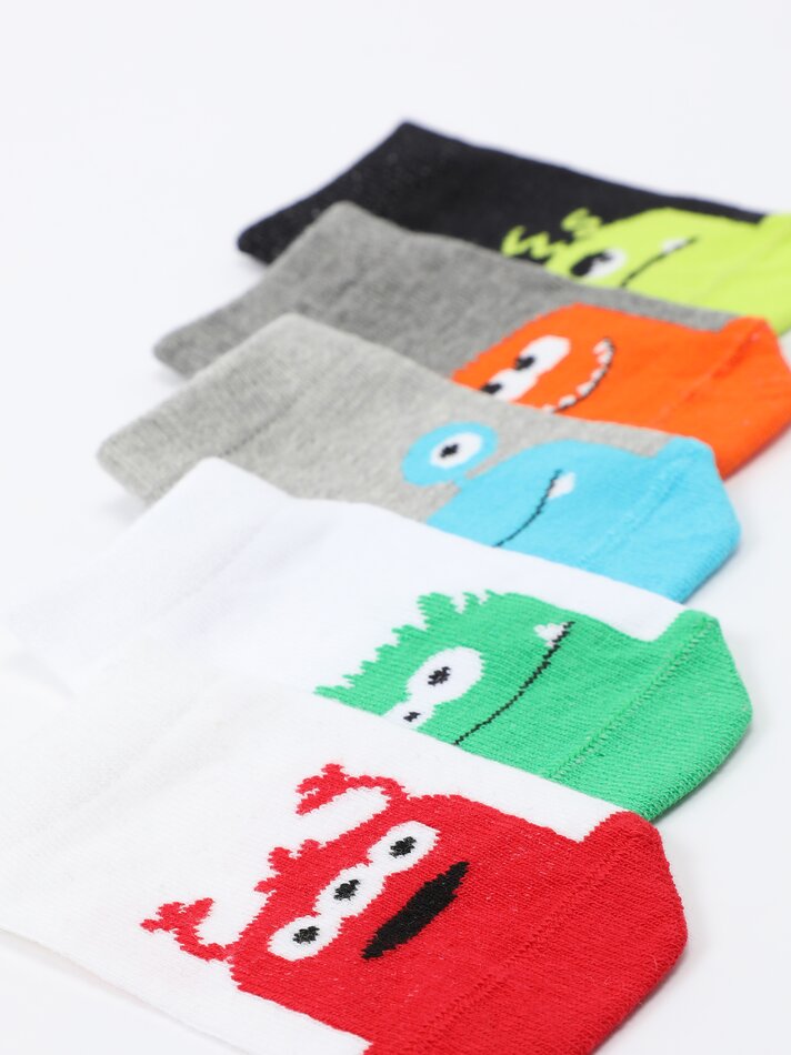 Pacote com 5 pares de meias com estampa de monstros - Sortidas