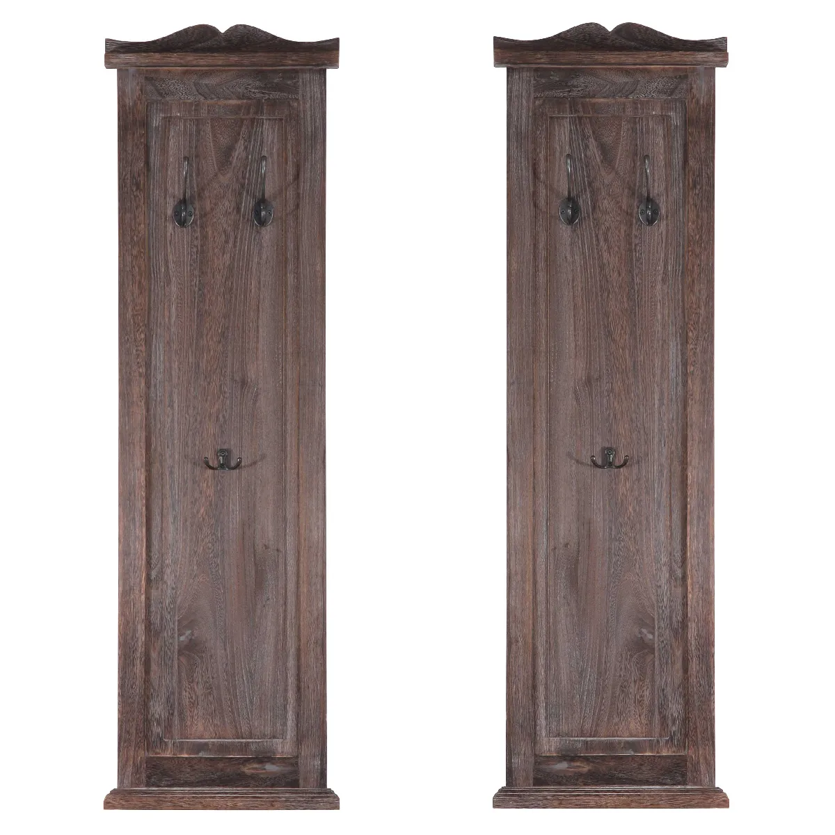 Decoshop26 Deux porte-manteaux mural - Marron
