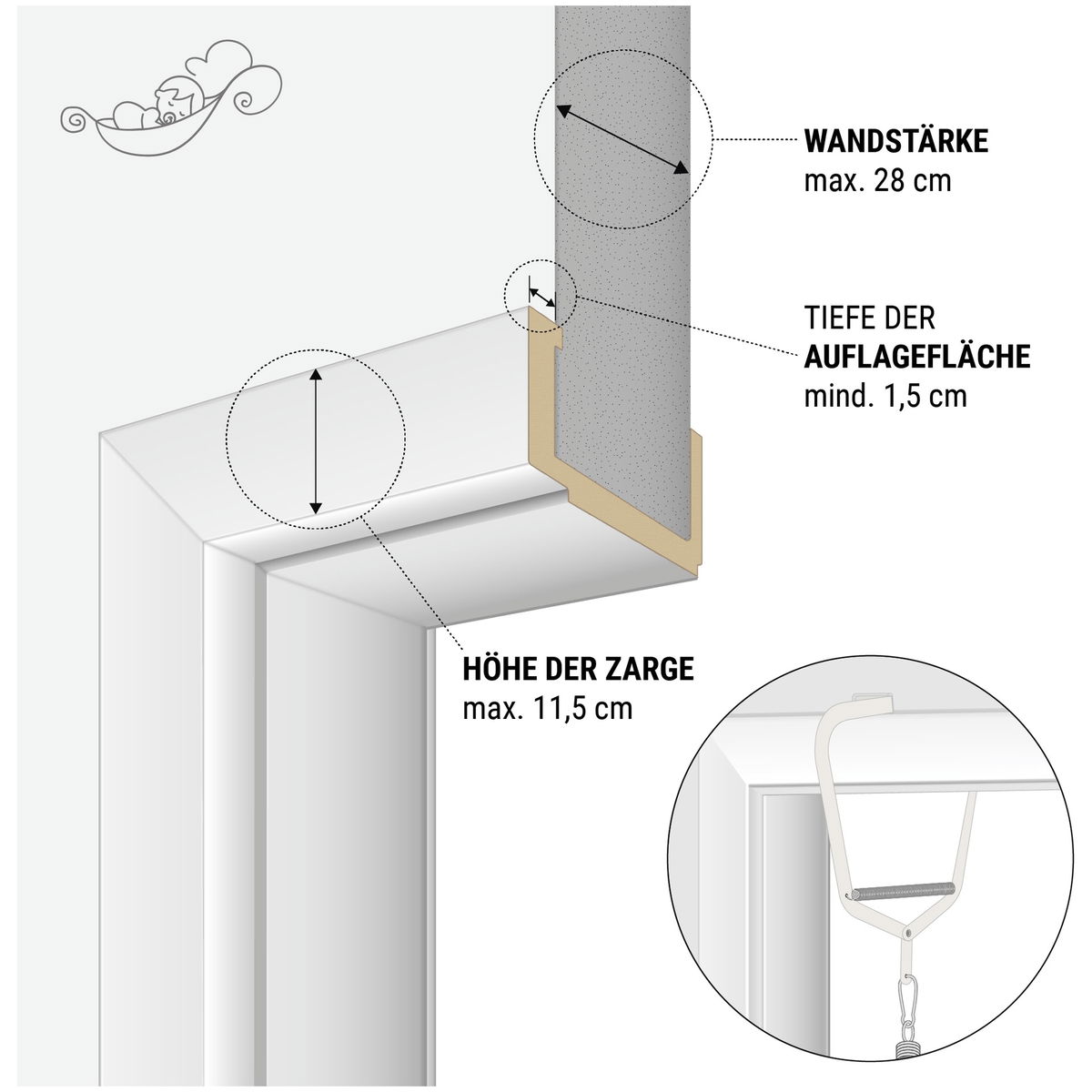 SCHMUSEWOLKESCHMUSEWOLKE   Türklammer mit Bio Federwiege air grey Synthetisch