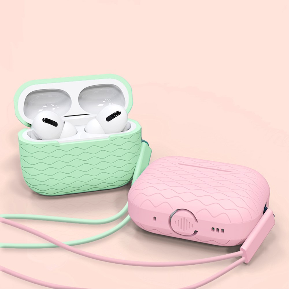 AirPods Pro 2 / AirPods Pro Silikon Case Schutzhülle Abdeckung mit Handschlaufe - Blaugrau