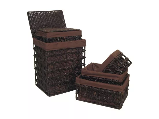 2 paniers à linge + 3 corbeilles en maïs (Lot de 5)