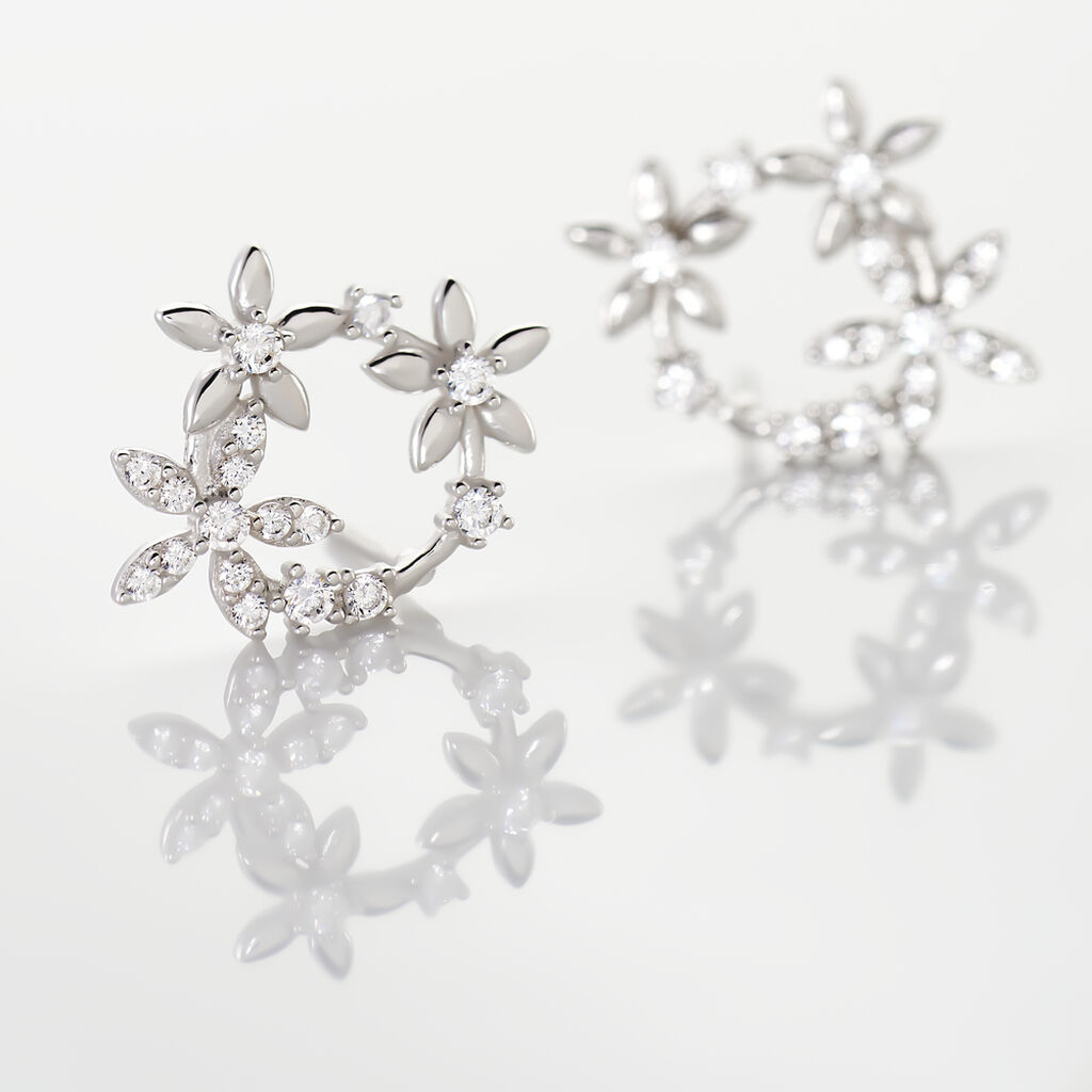 Boucles D'oreilles Pendantes Elinia Argent Blanc Oxyde De Zirconium