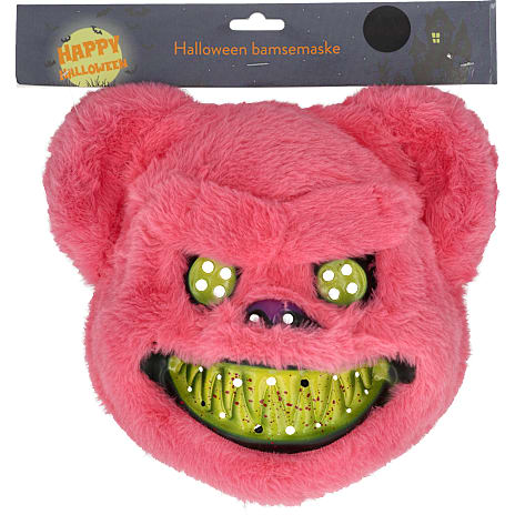Halloween killer bjørn maske H: 24 cm - pink