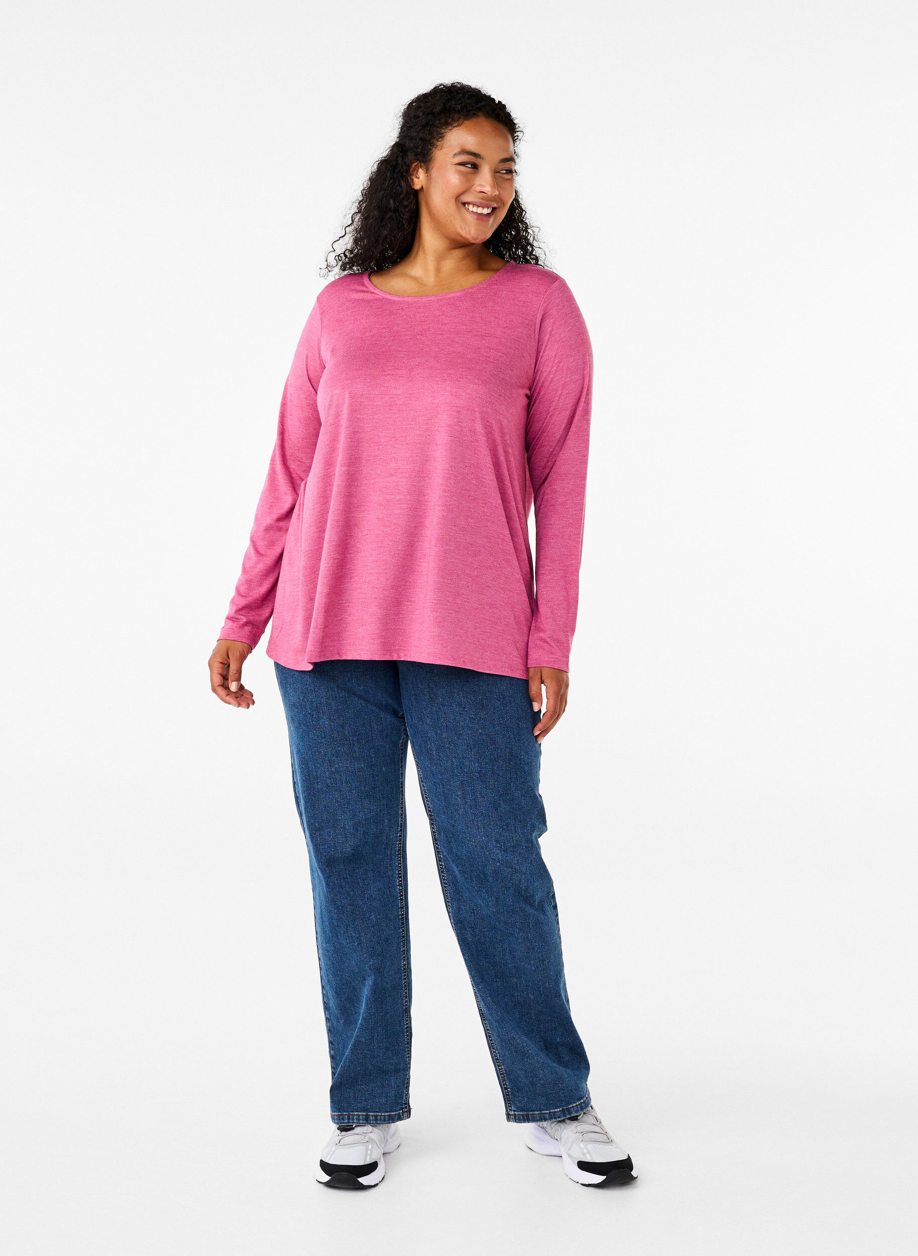 Langærmet t-shirt med rund hals