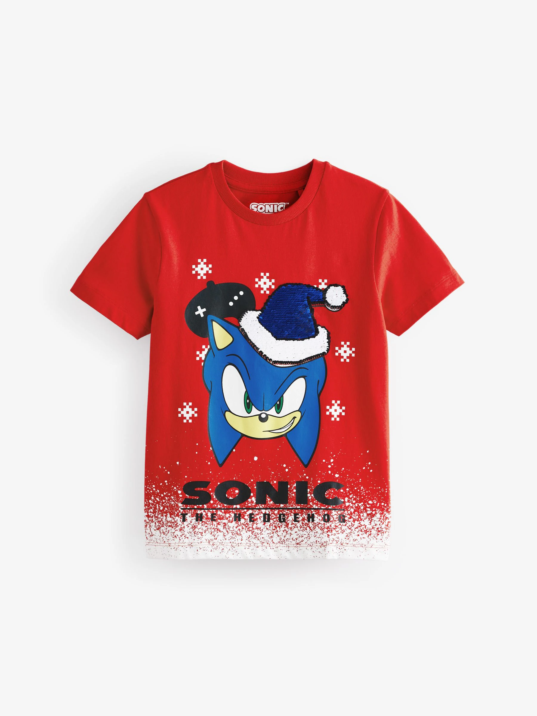 Rood - Sonic gelicentieerd 100% katoenen T-shirt Kerstmis (3-16 jr)
