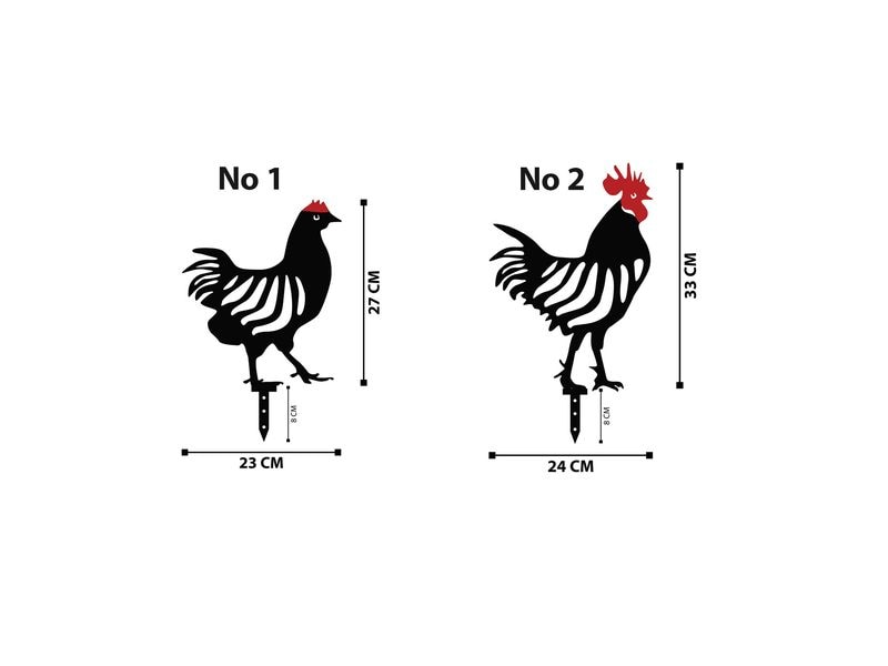 Wallxpert Gartenstecker Huhn 33 cm, 4er Set, Schwarz Gartendekoration