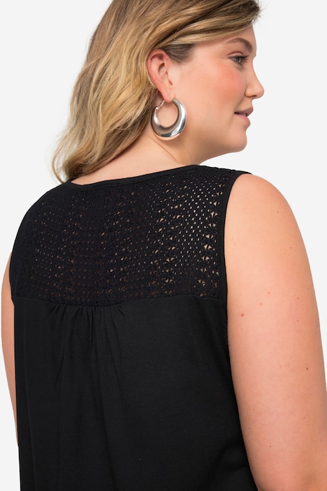 Midikleid, A-Linie, Rücken-Spitzeneinsatz, ärmellos, Zipfelsaum