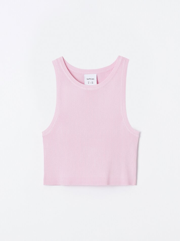 Top cropped canelado - Rosa