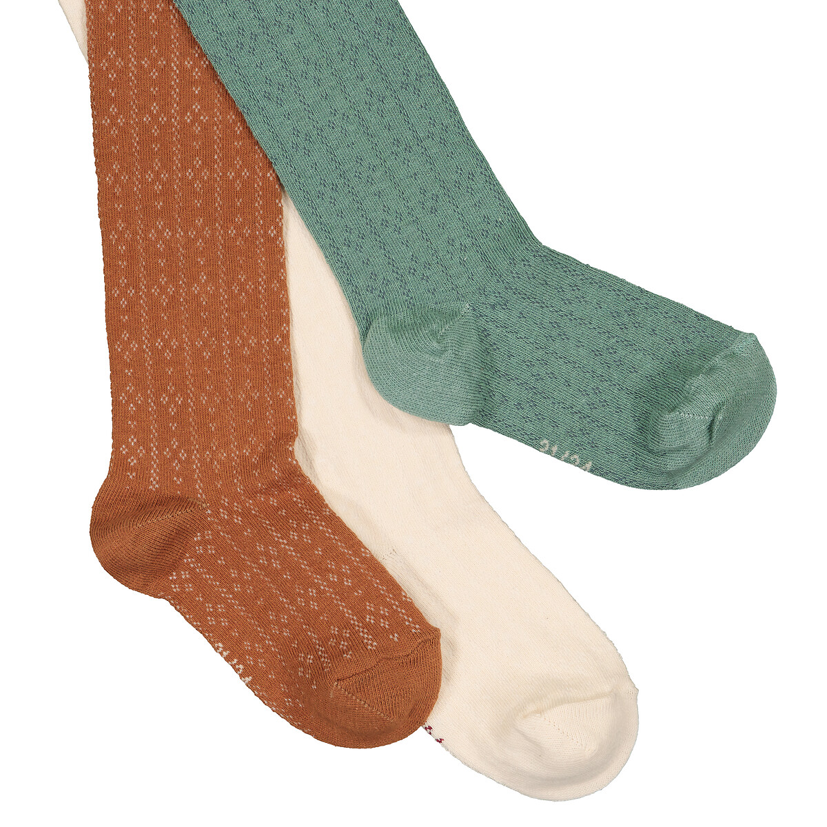 COLEÇÃO LA REDOUTE<br>Conjunto de 3 meias-calças lisas em malha ponto ajour