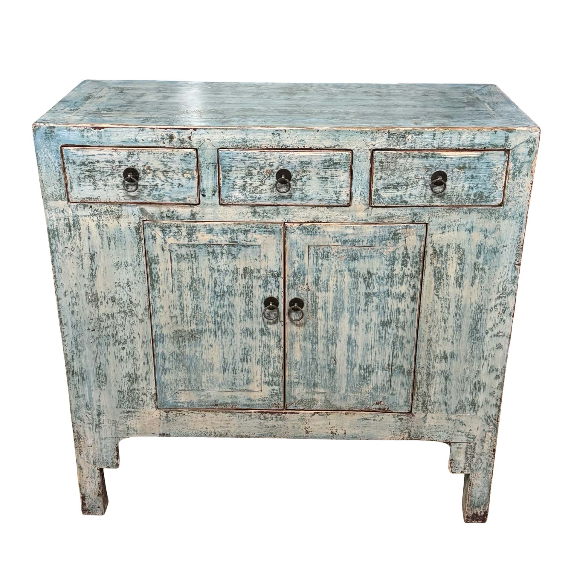 Ladekast blauw 3la 2deur uniek