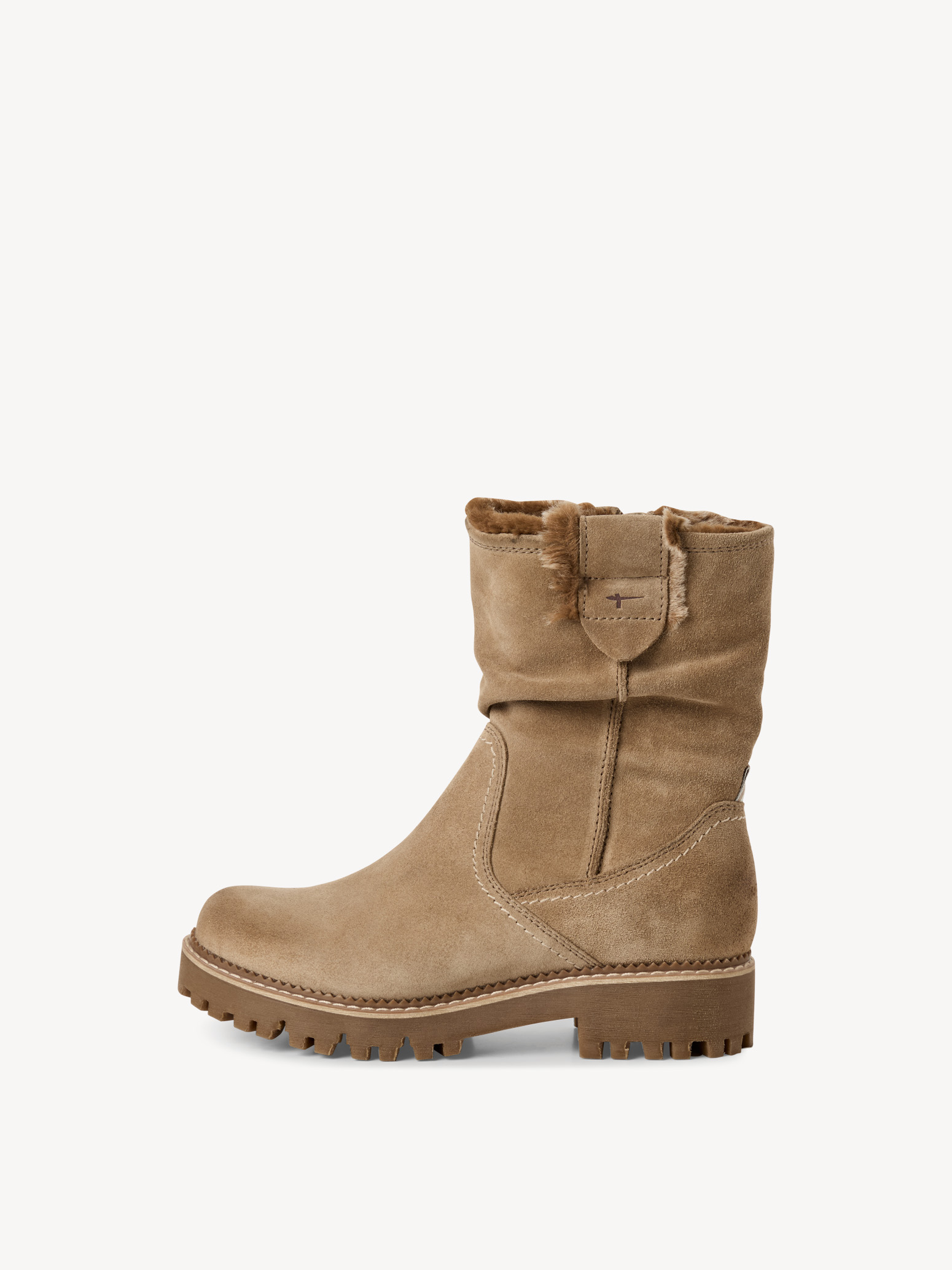 Leren Enkellaarsje - beige warme voering