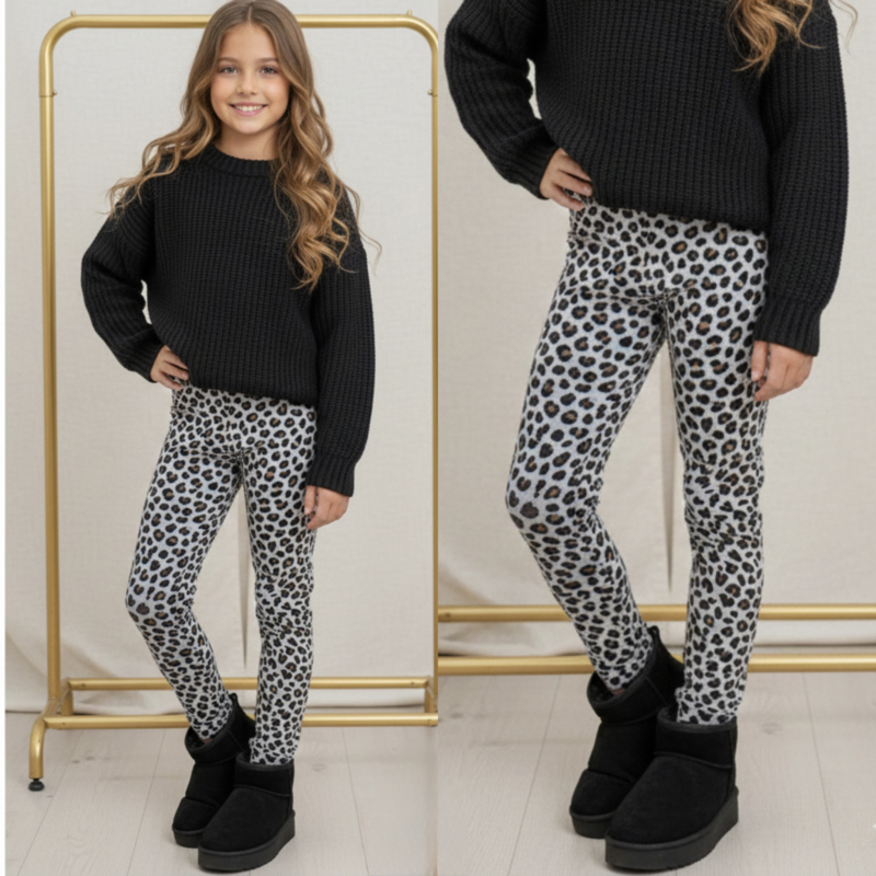 Leopard legging - grijs