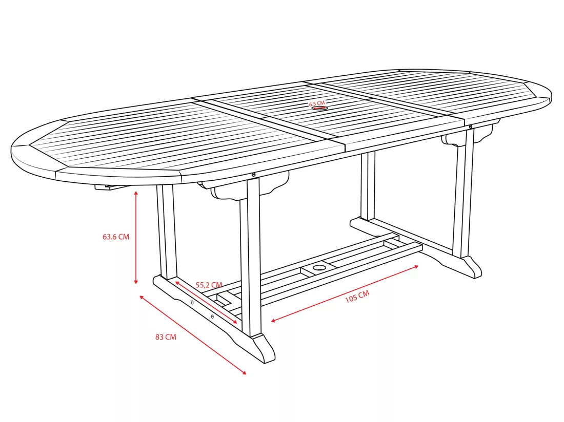 Table à manger de jardin extensible - Teck - L180-240 cm - BYBLOS II de MYLIA