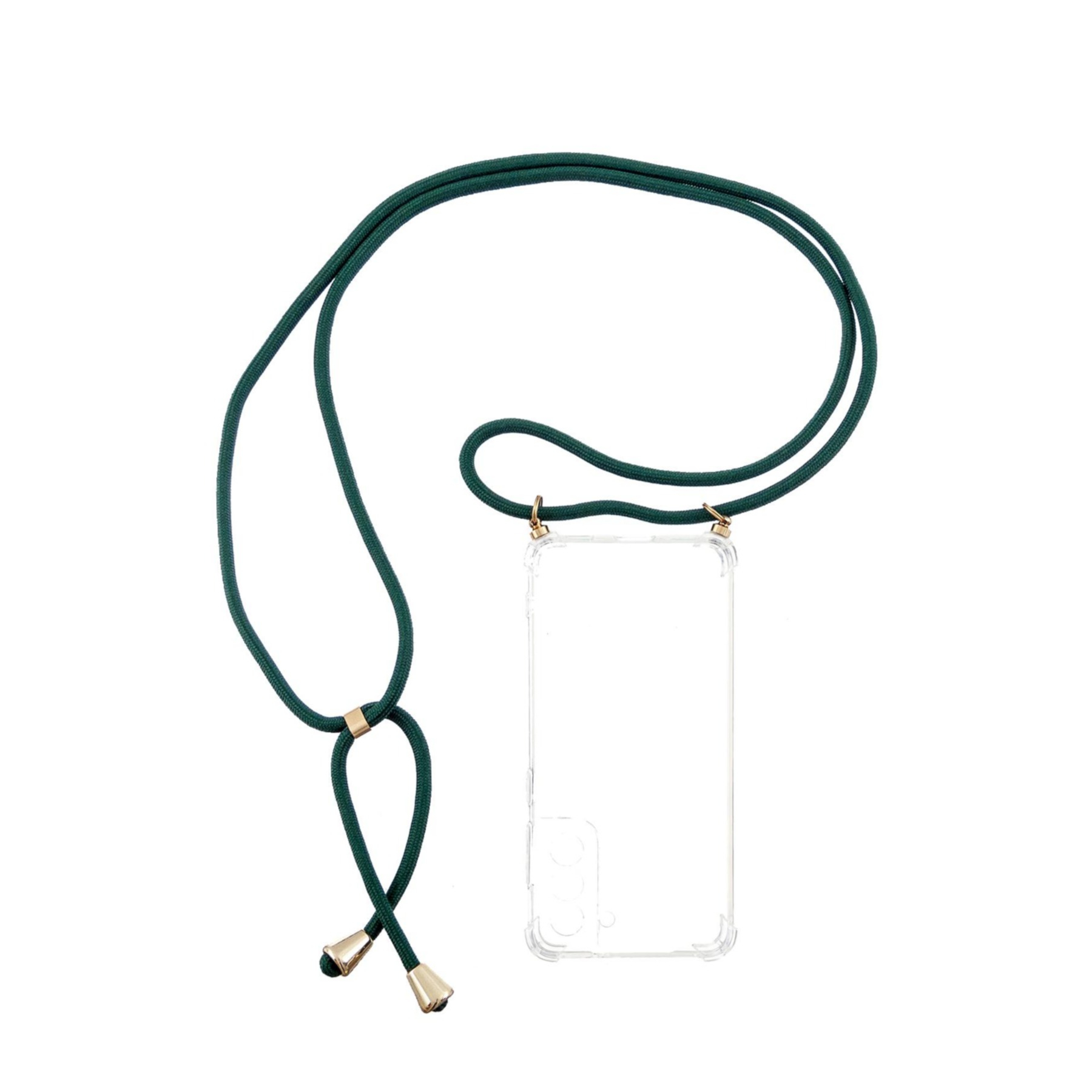 Samsung Galaxy S22 5G Necklace Gummi Hülle Air Cushion Fallschutz   Handykette (150cm) - Grün / Gold