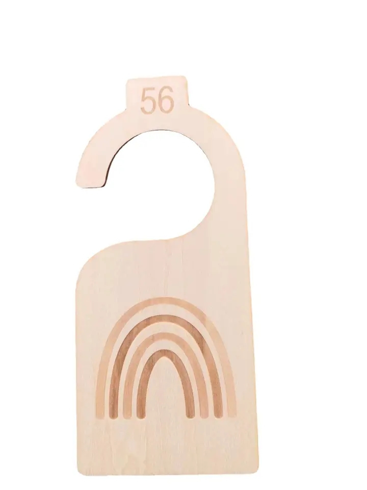 (7er Set) Holz Konfektionsgrössen Trennschilder Baby Kleiderschrank Organizer Grössentrenner - Regenbogen