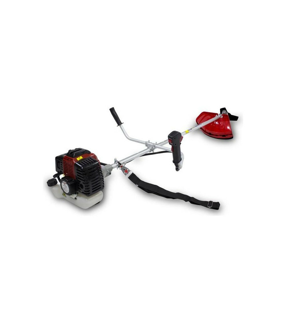 Débroussailleuse thermique avec tete double fil et lame 3 dents 42cc guidon double