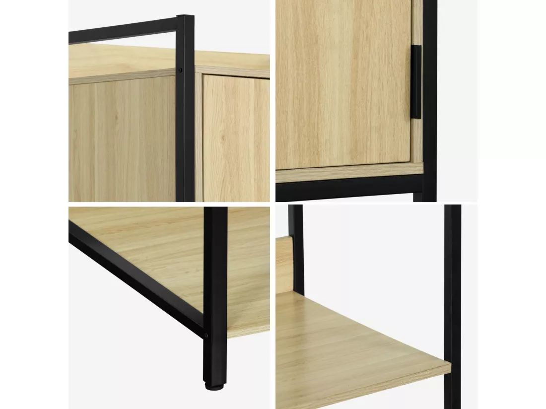 Module dressing noir avec 5 étagères et 1 porte. L 60 x P 48 x H 190 cm