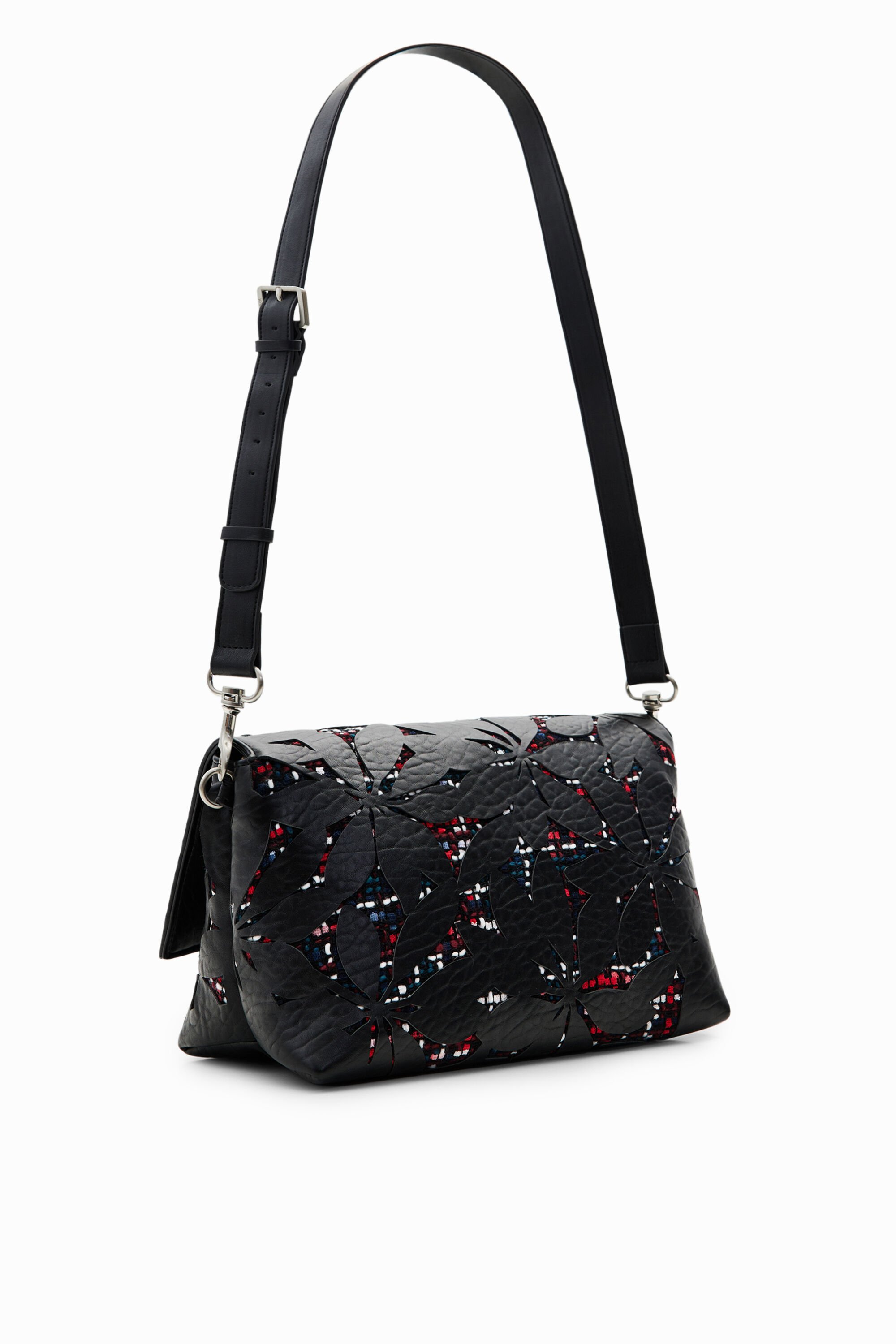 Sac à bandoulière moyen fleurs estampées