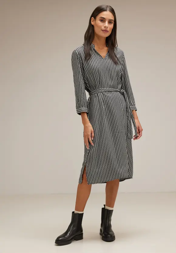 Print Viskose Kleid - Black