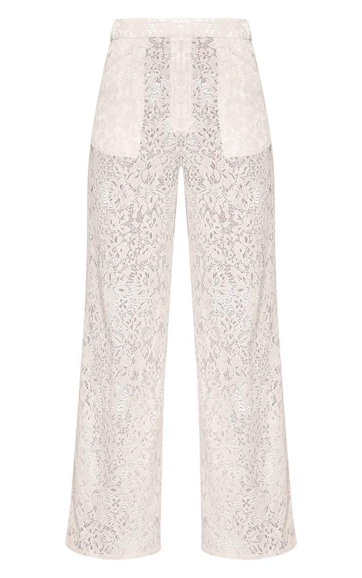Butter Yellow Pantalon Large En Dentelle Transparente Ensemble Coordonné