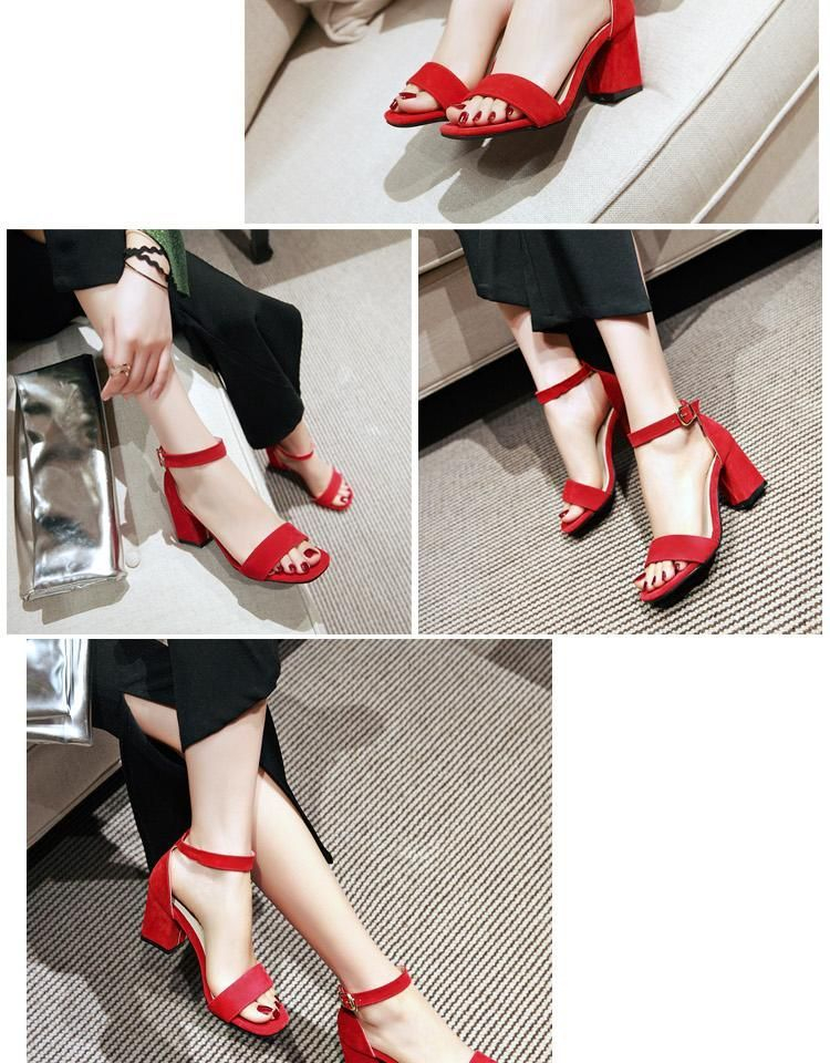 Freesia - Enkelband sandalen met blokhak