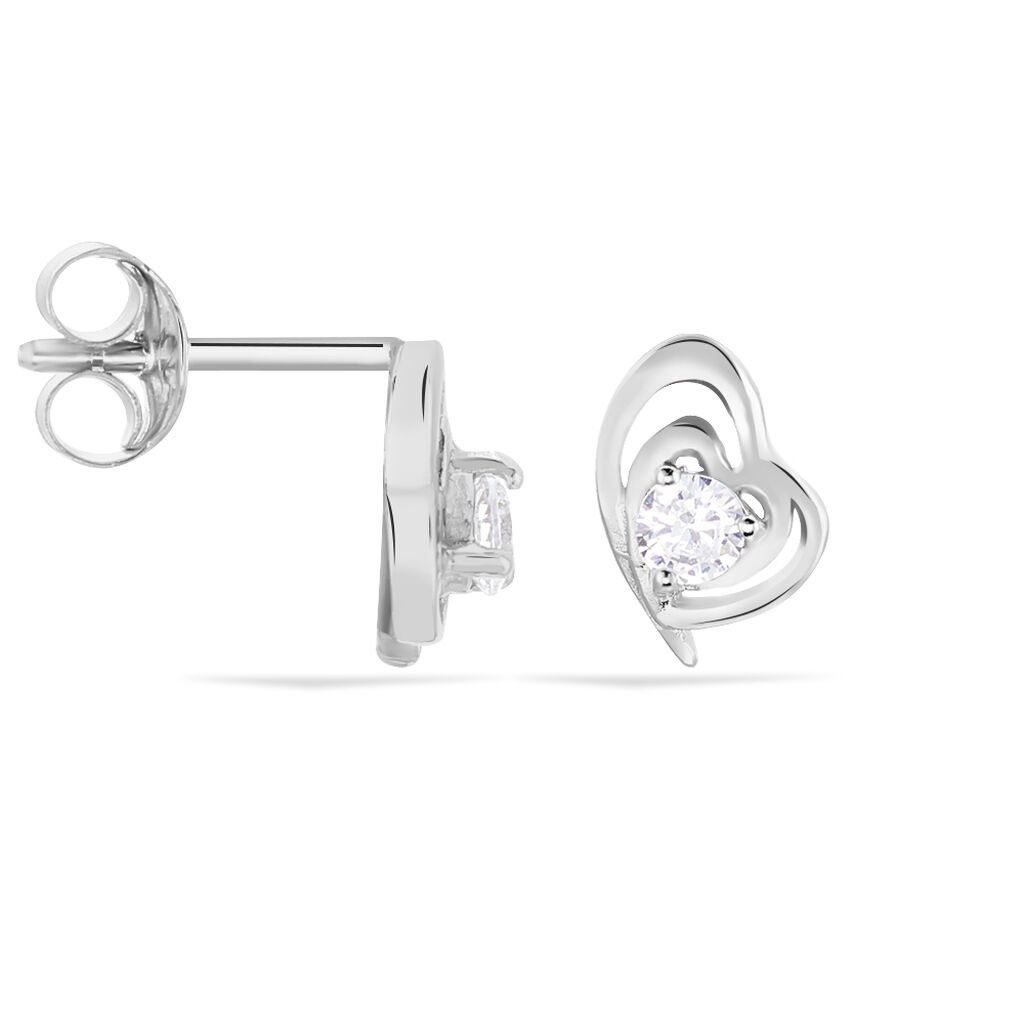 Boucles D'oreilles Puces Alou Argent Blanc Oxyde De Zirconium