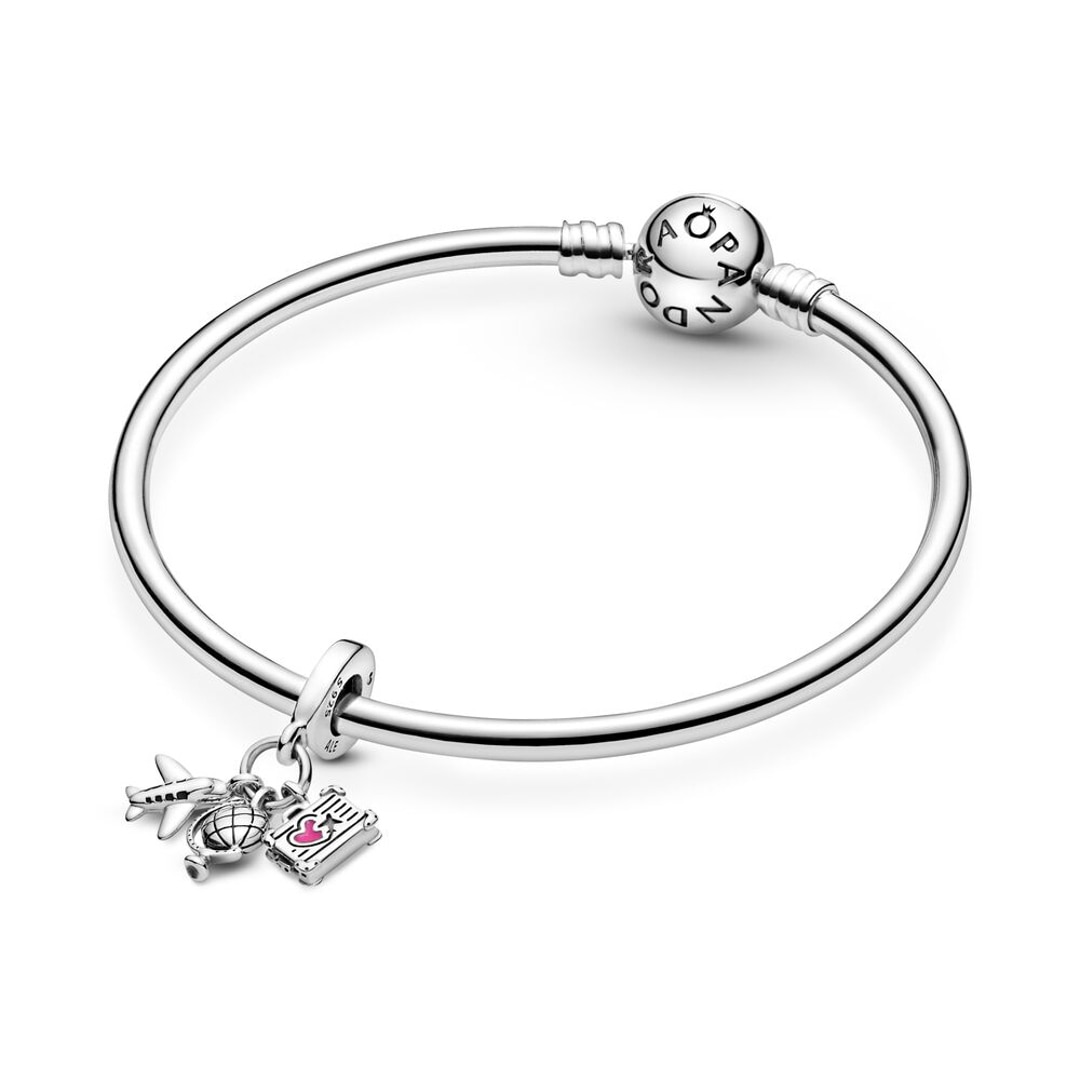 Pandora Moments Flugzeug, Globus und Koffer Charm-Anhänger