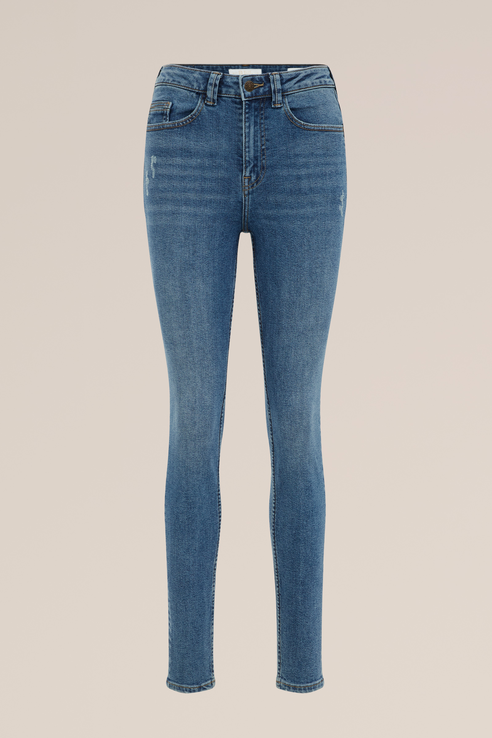 rise skinny fit jeans met superstretch Blue Ridge Donkerblauw