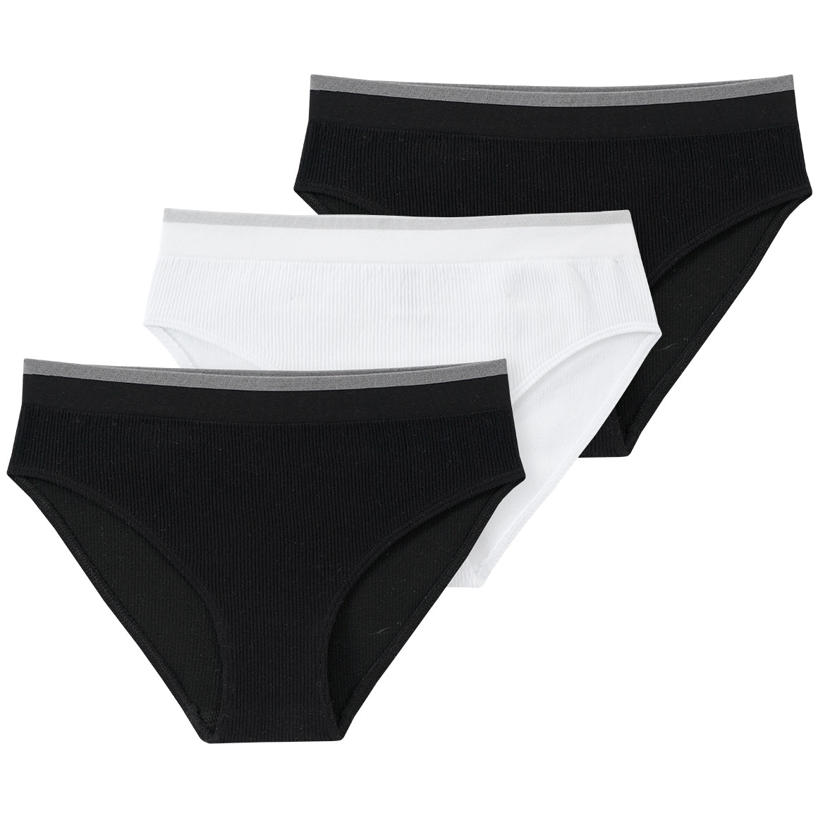 Yigga 3 Mädchen Seamless-Slips in Unifarben weiss / schwarz
