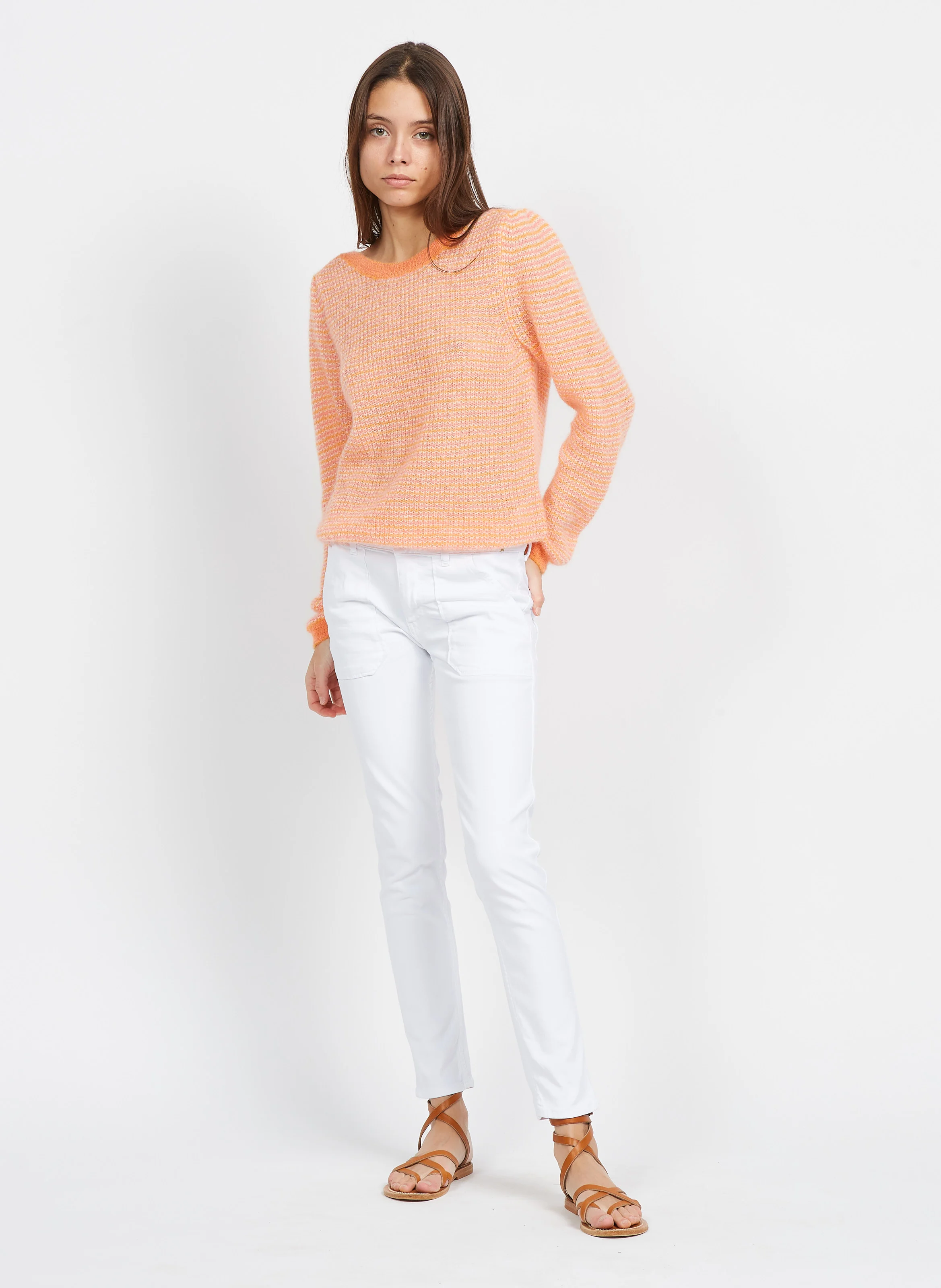 PIERCE - Jean slim en coton mélangé | Blanc