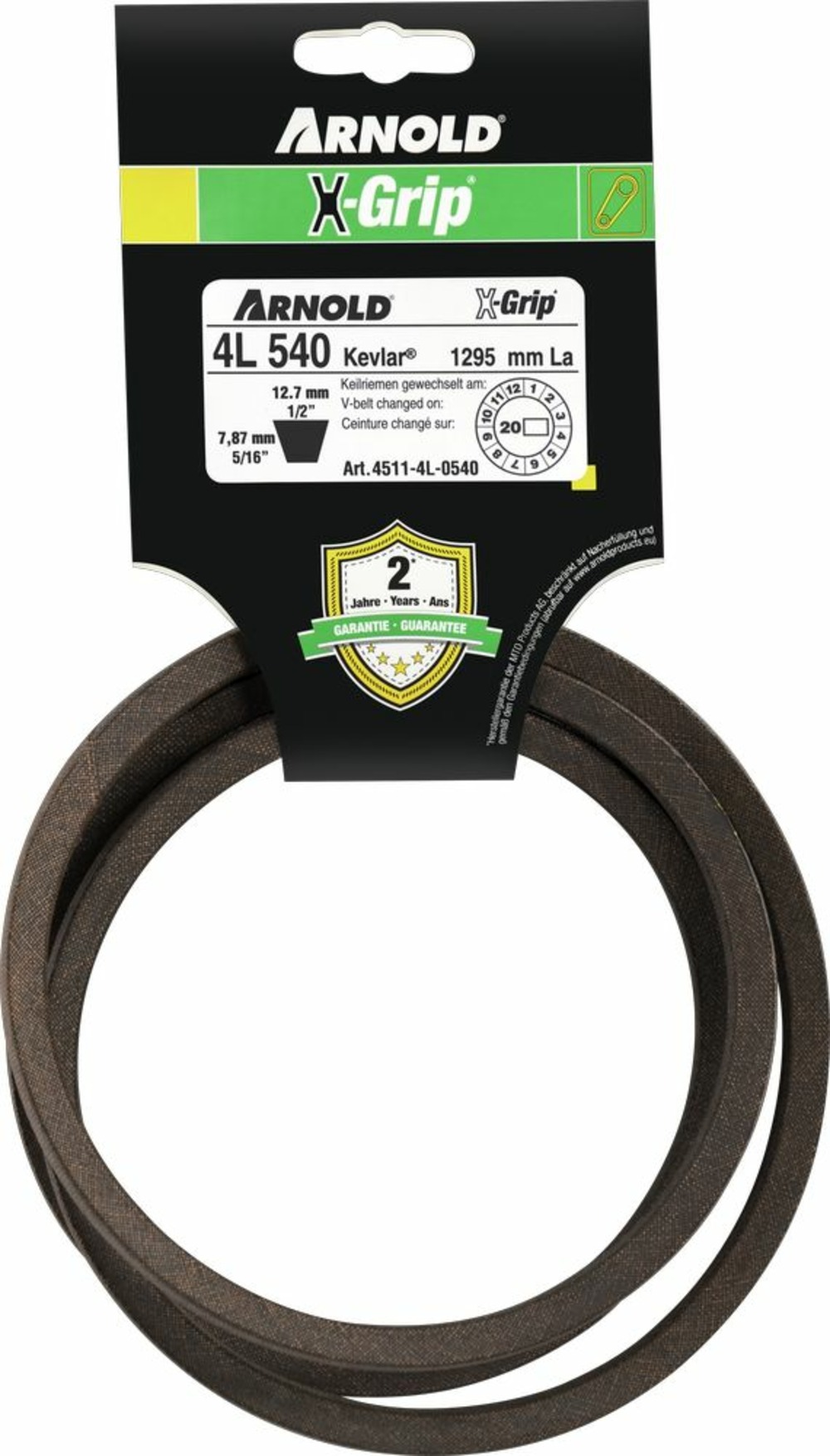 Courroie trapézoïdale x-grip v de type 4l540