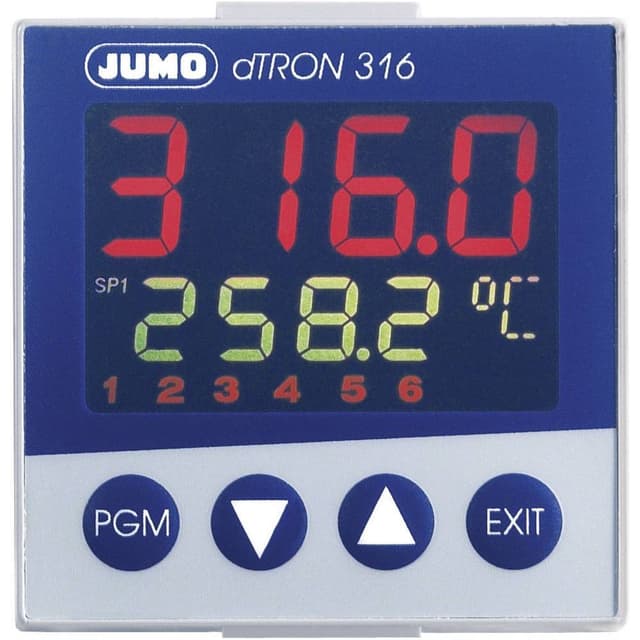 Jumo dTRON 316 PID Temperaturregulator Pt100, Pt500, Pt1000, KTY11-6, L, J