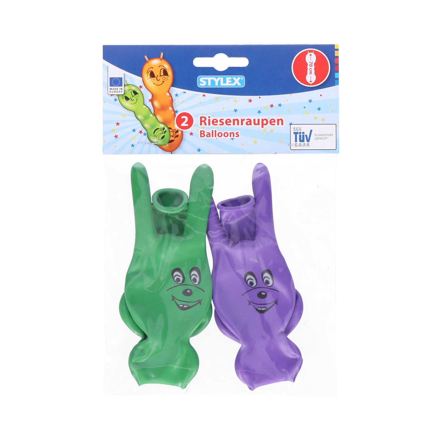 STYLEX®Luftballons Riesenraupen 70 cm 2er