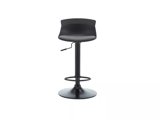 Lot de 2 tabourets de bar ALBEDO - Polypropylène et Tissu - Hauteur réglable - Bicolore - Noir et Gris