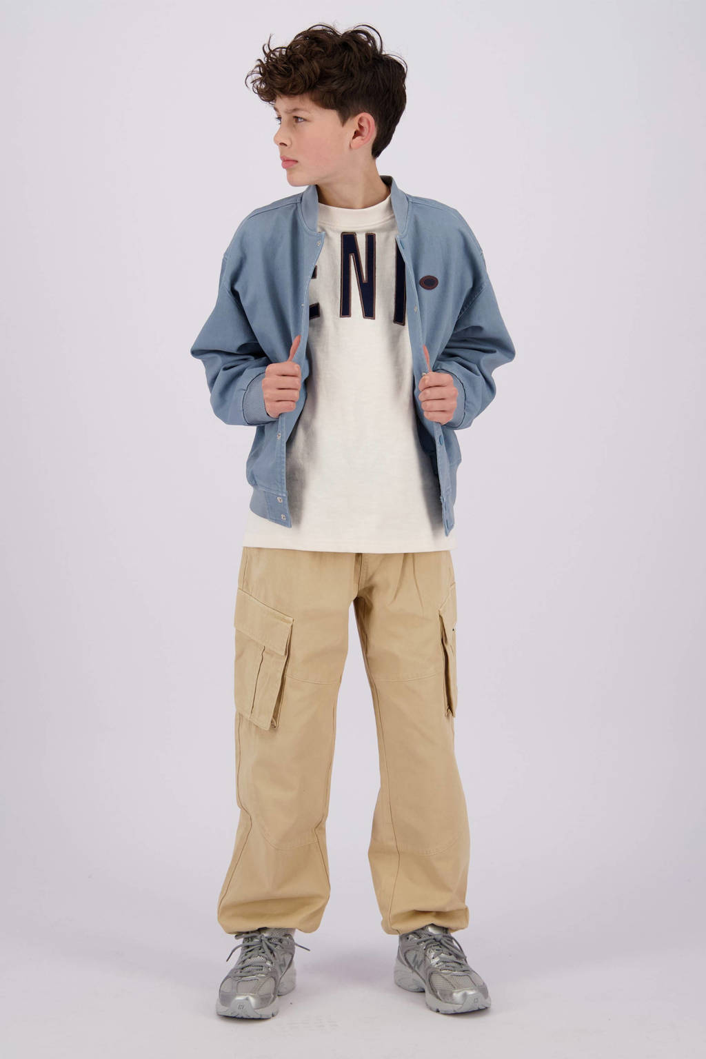 Vingino longsleeve Jeveno met printopdruk offwhite/donkerblauw