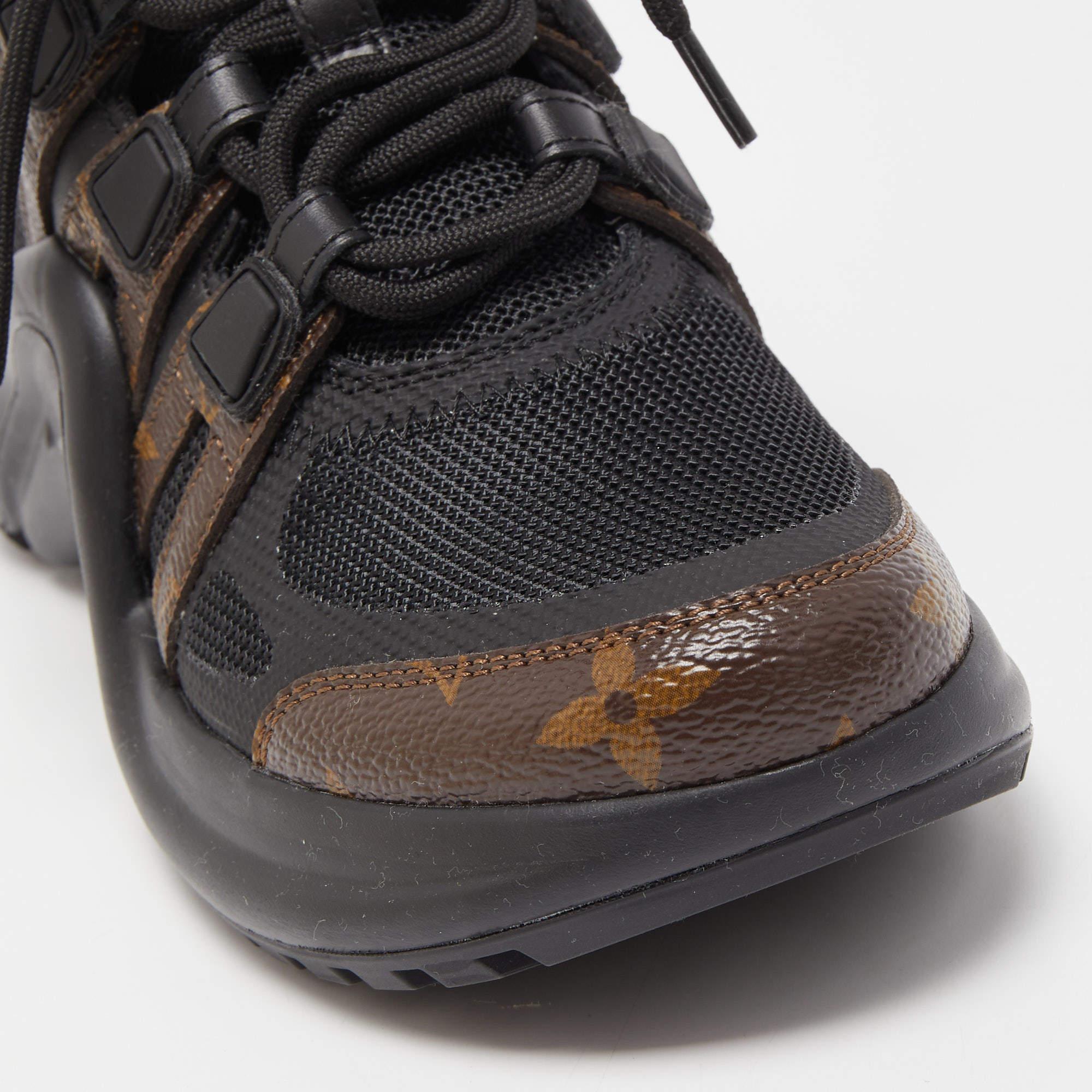 Louis Vuitton Black/Brown Mesh and Monogram Canvas Archlight Sneakers