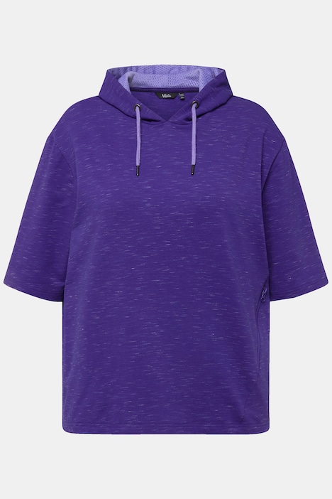 Sweatshirt, Zipptasche, Oversized, Kapuze, Halbarm