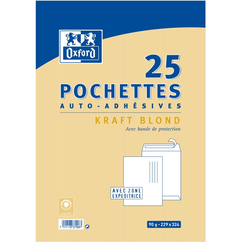 Pochette Oxford 229X324 X25 Kraft Blond Auto Adhesive