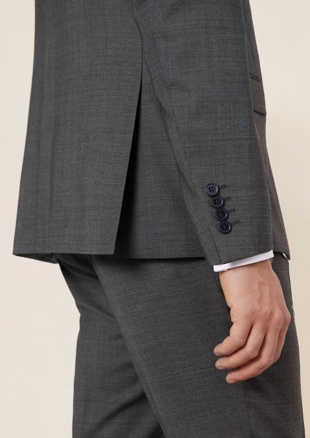 Veste de costume Regular en laine grise Prince de Galles