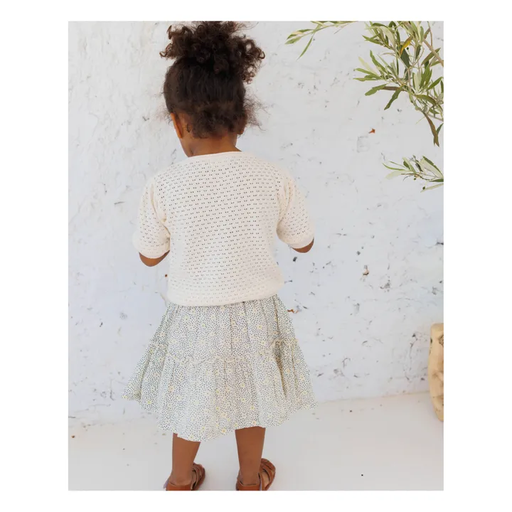 Búho Jupe Fleurie Voile de Coton | Ecru