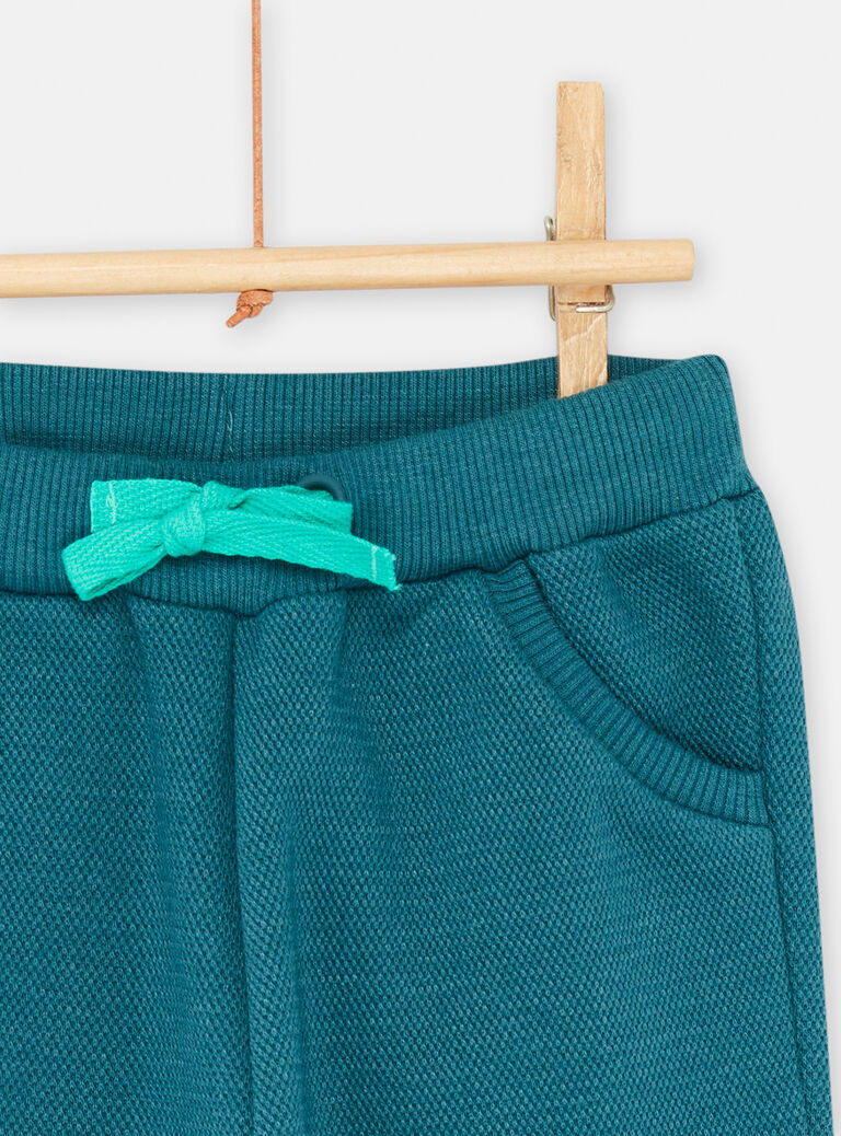 Pantalon molleton piqué vert bouteille bébé garcon