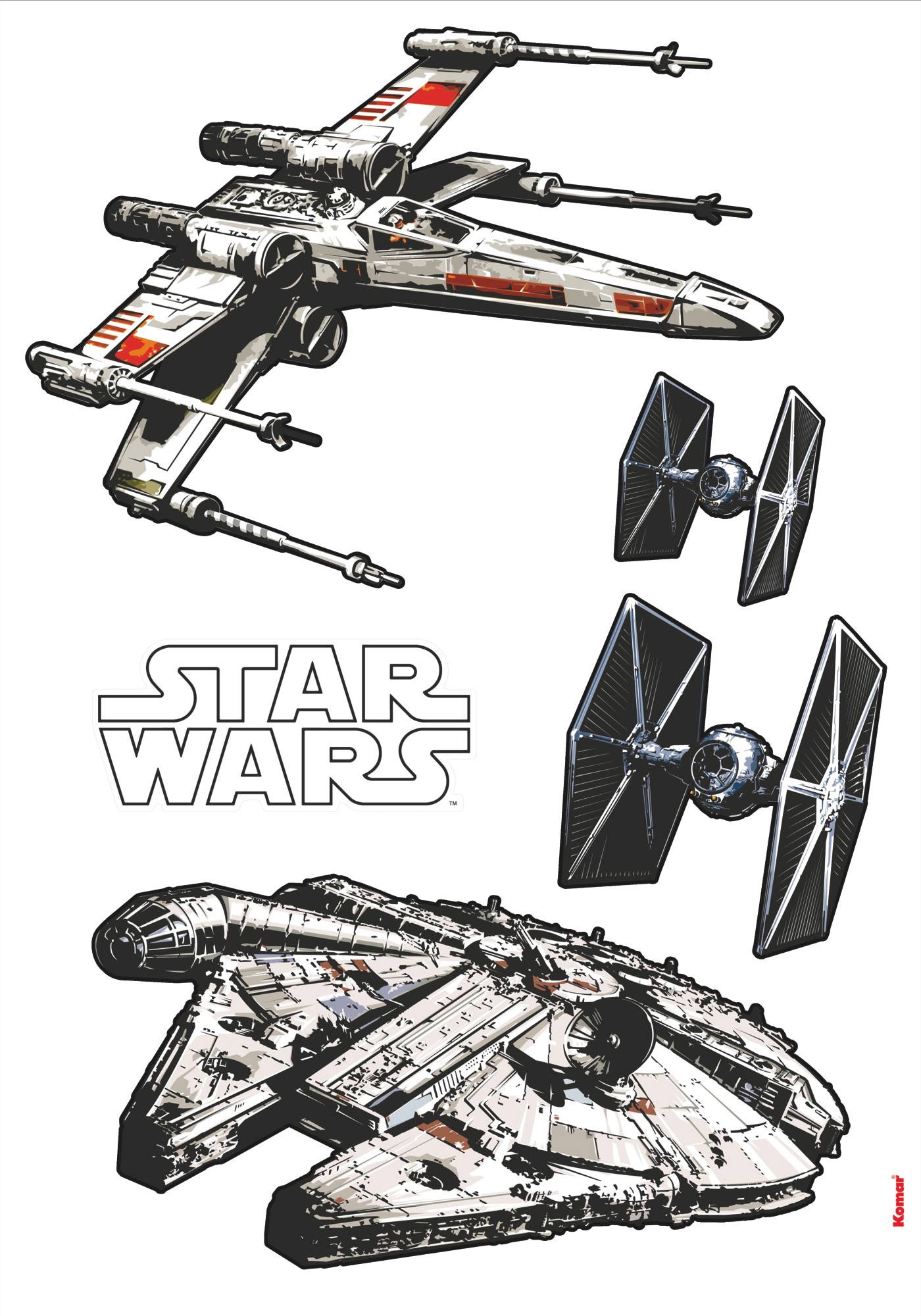 Komar Wandtattoo »Star Wars Spaceships - Grösse 100 x 70 cm« selbstklebend, Wandsticker, Kinderzimmer