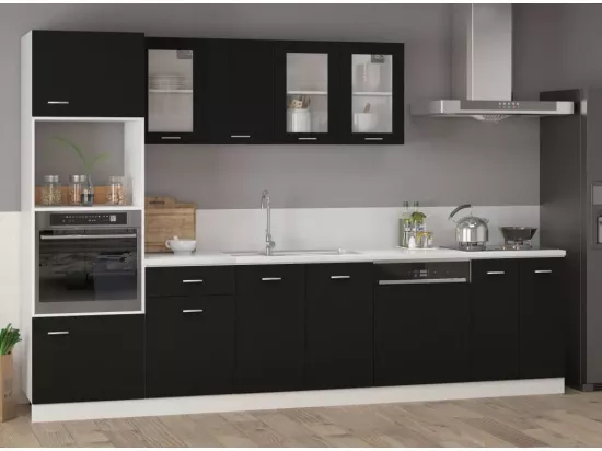 Armoire de cuisine en verre suspendue Noir 80x31x60