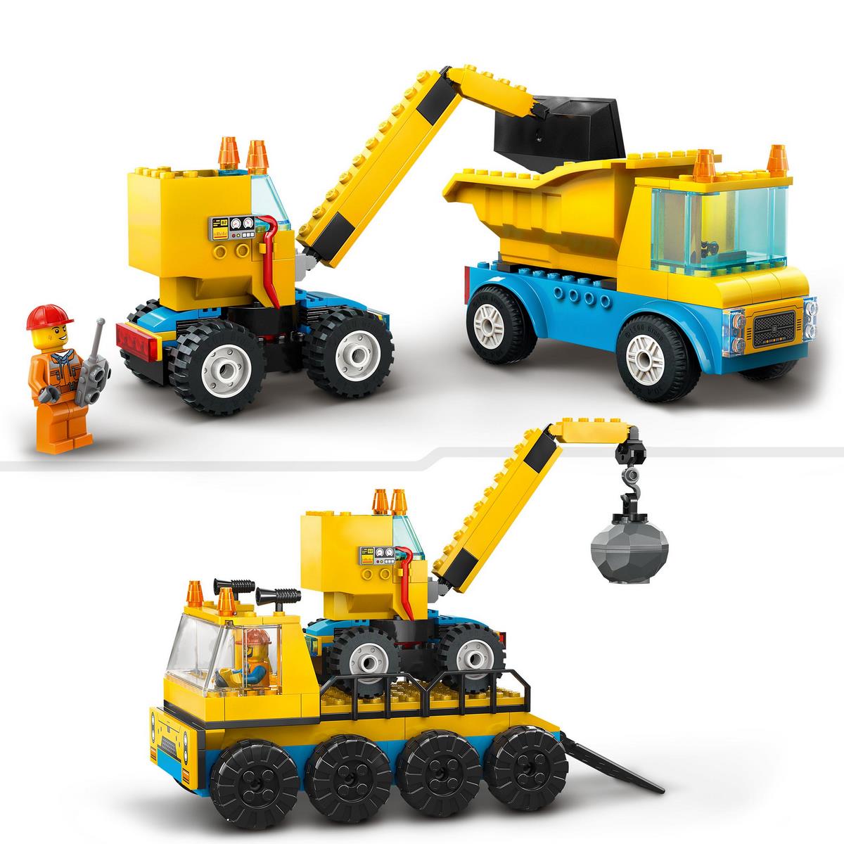 Camions de chantier et grue de démolition Lego City 60391