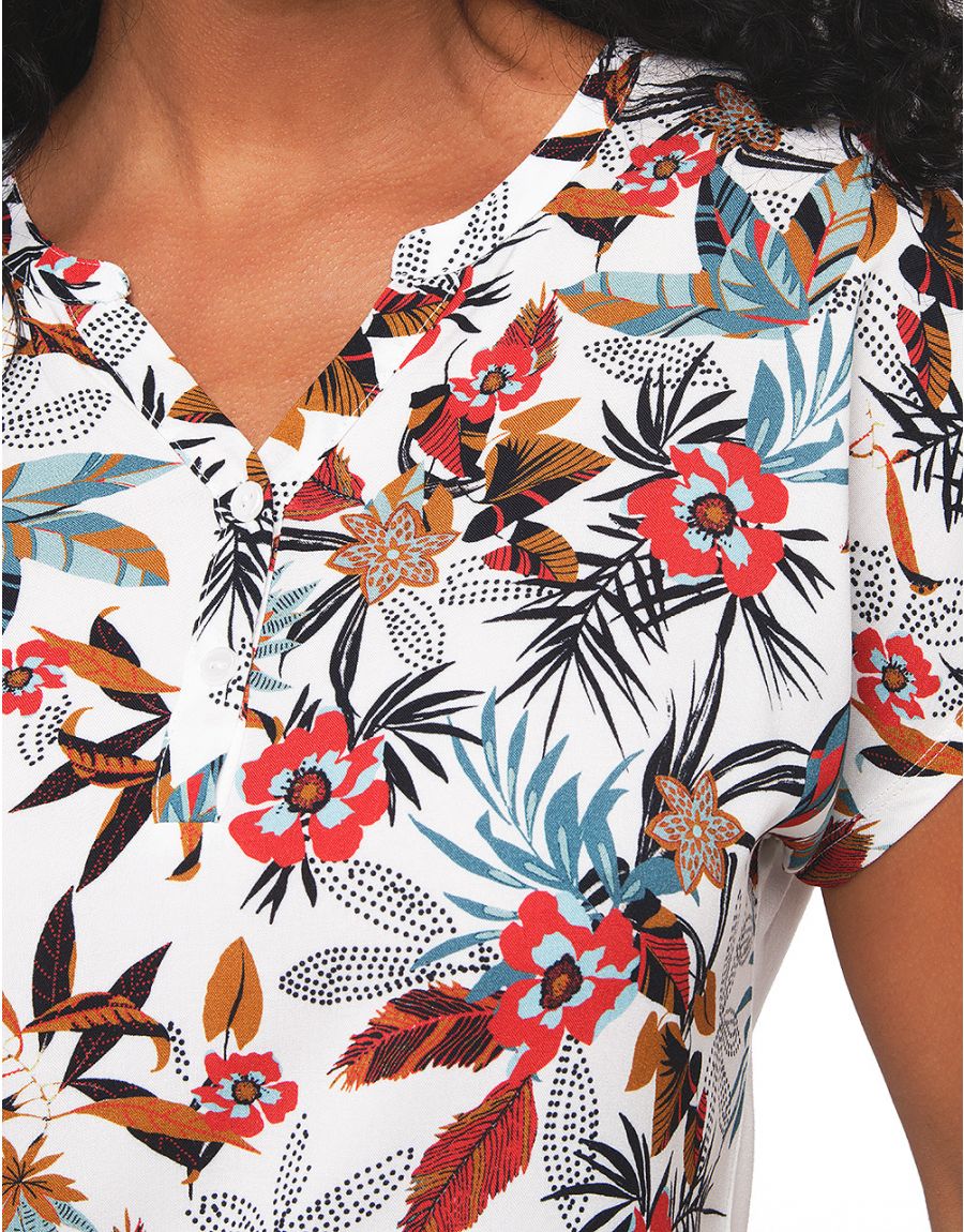 T-shirt blanc fleuri