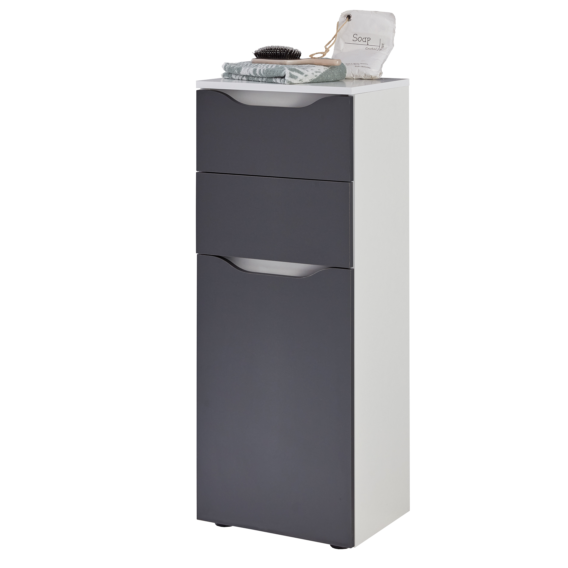 Unterschrank - weiß - anthrazit - Soft-Close - 40 cm