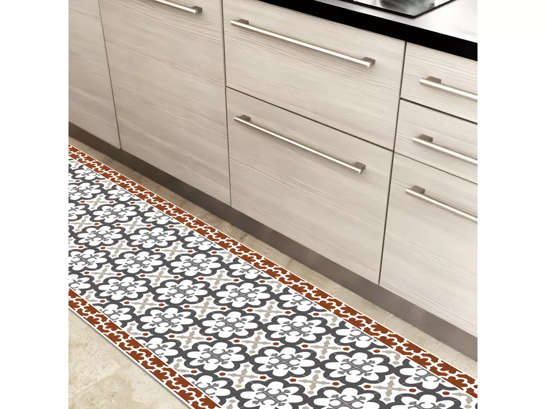 Tapis Vinyle Médium l 50xL120cm - Cassandre Terracotta - Vinyle